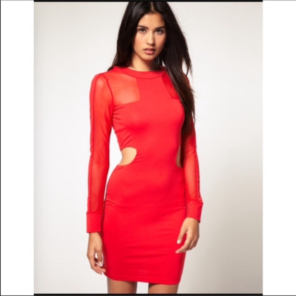 Asos red cut out dress